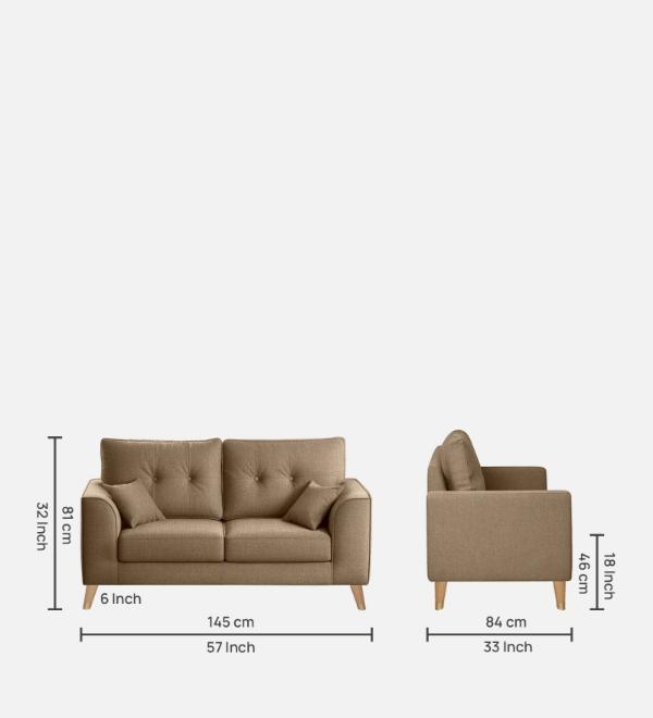 Pedro Nxt Fabric 2 Seater Sofa In Burlap Brown Colour