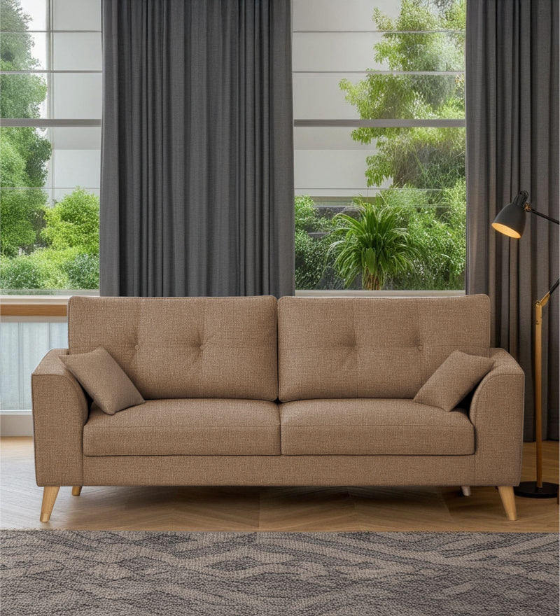 Pedro Nxt Fabric 3 Seater Sofa In Burlap Brown Colour