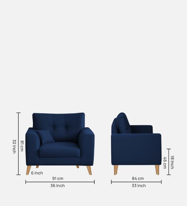 Pedro Nxt Velvet 1 Seater Sofa In Celestial Blue Colour