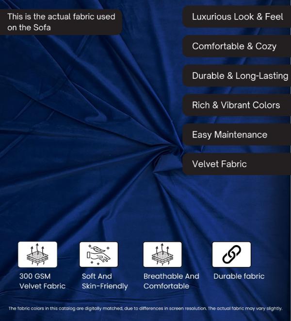 Pedro Nxt Velvet 2 Seater Sofa In Celestial Blue Colour