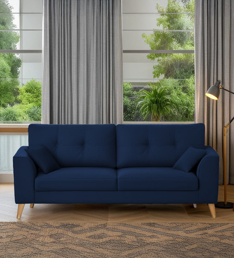 Pedro Nxt Velvet 3 Seater Sofa In Celestial Blue Colour