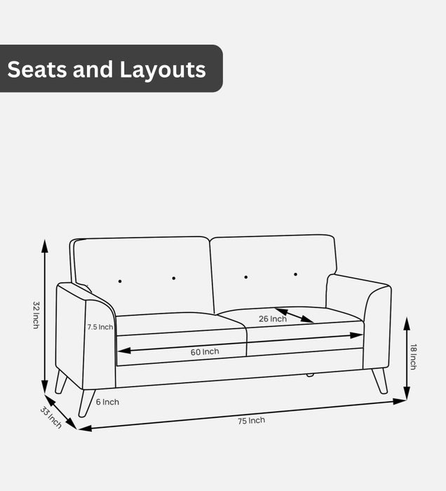 Pedro Nxt Velvet 3 Seater Sofa In Celestial Blue Colour