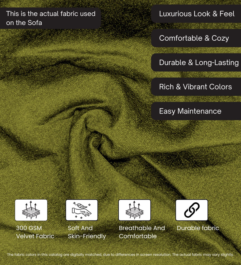 Pedro Nxt Fabric 3 Seater Sofa In Moss Green Colour