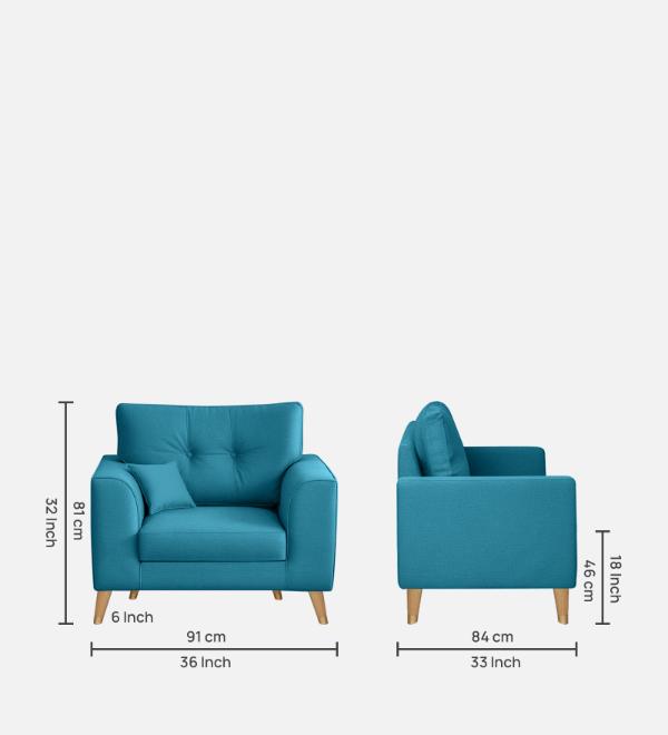 Pedro Nxt Fabric 1 Seater Sofa In Pacific Blue Colour