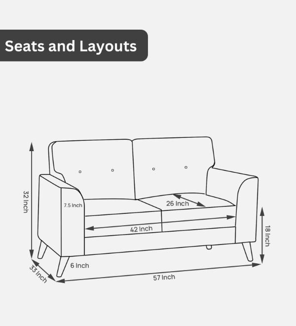 Pedro Nxt Fabric 2 Seater Sofa In Pacific Blue Colour