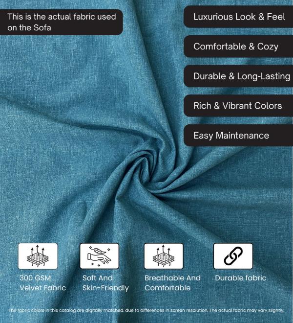 Pedro Nxt Fabric 2 Seater Sofa In Pacific Blue Colour