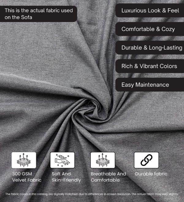 Pedro Nxt Fabric 1 Seater Sofa In Steel Grey Colour