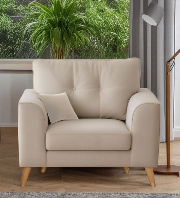 Pedro Nxt Velvet 1 Seater Sofa In Camel Beige Colour