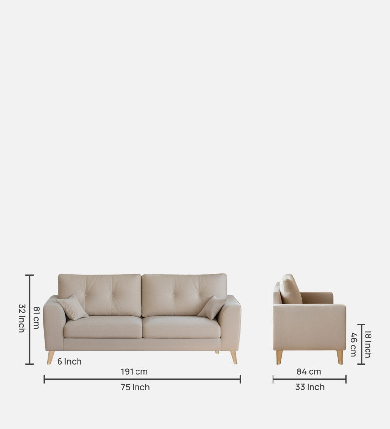 Pedro Nxt Velvet 3 Seater Sofa In Camel Beige Colour