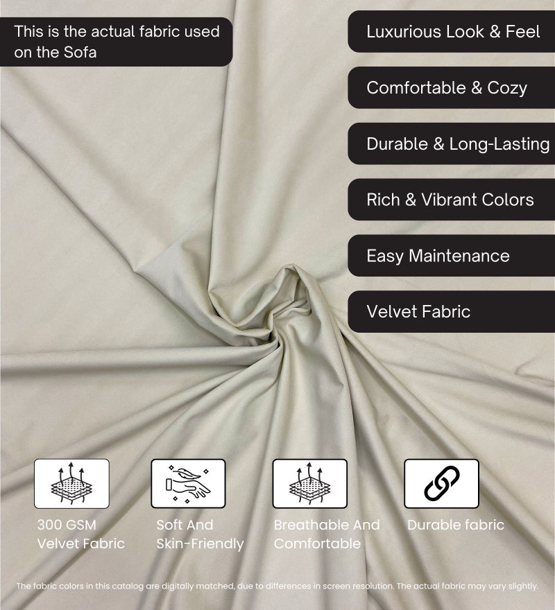 Pedro Nxt Velvet 3 Seater Sofa In Camel Beige Colour