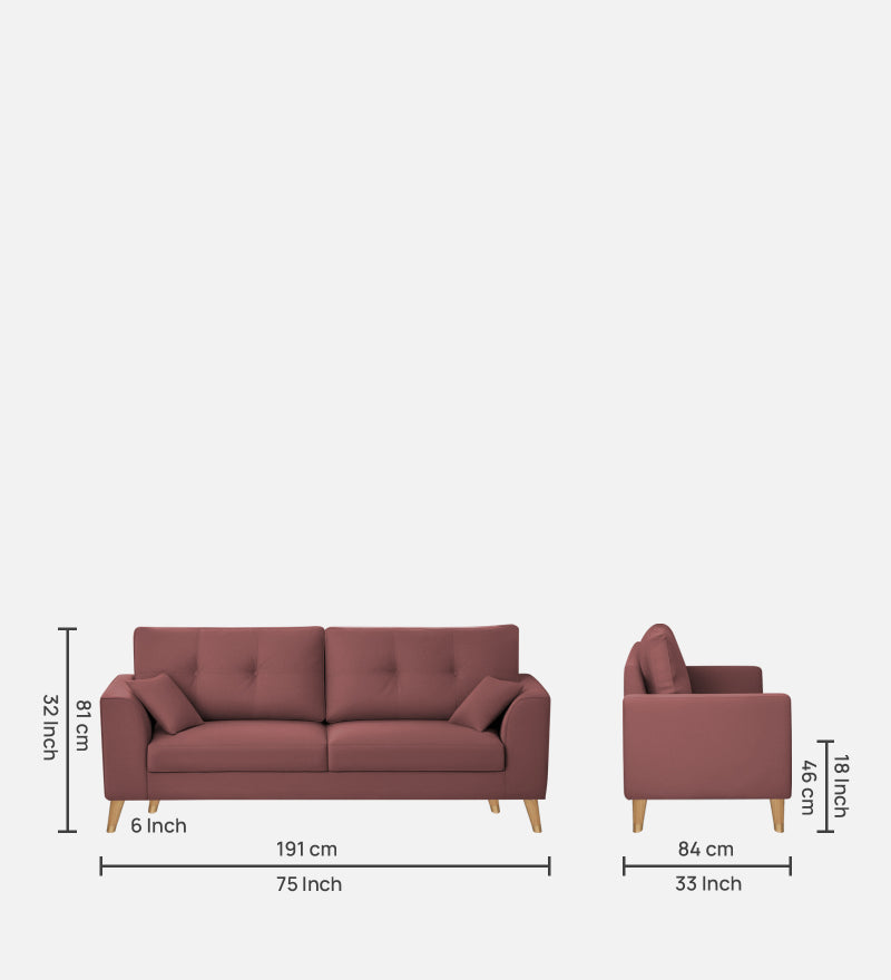 Pedro Nxt Velvet 3 Seater Sofa In Berry Wine Colour