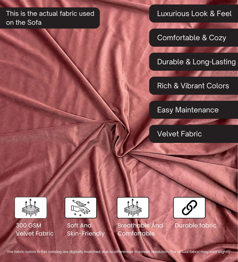 Pedro Nxt Velvet 3 Seater Sofa In Berry Wine Colour