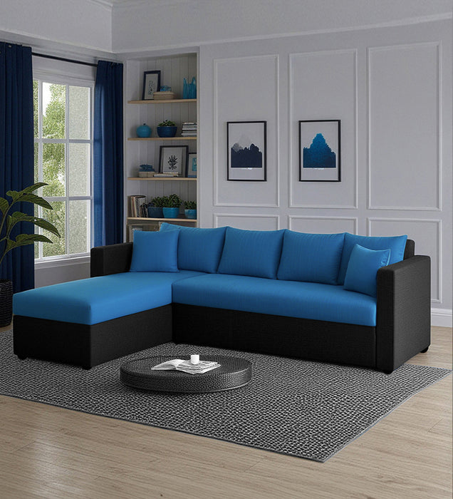 Phantom Fabric LHS 6 Seater Sectional Sofa In Mystic black & Blue Color