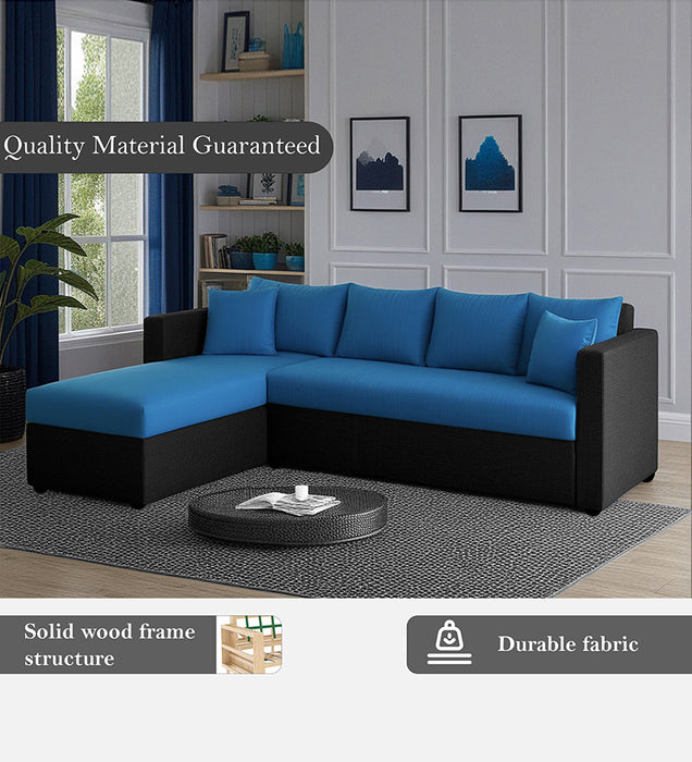 Phantom Fabric LHS 6 Seater Sectional Sofa In Mystic black & Blue Color