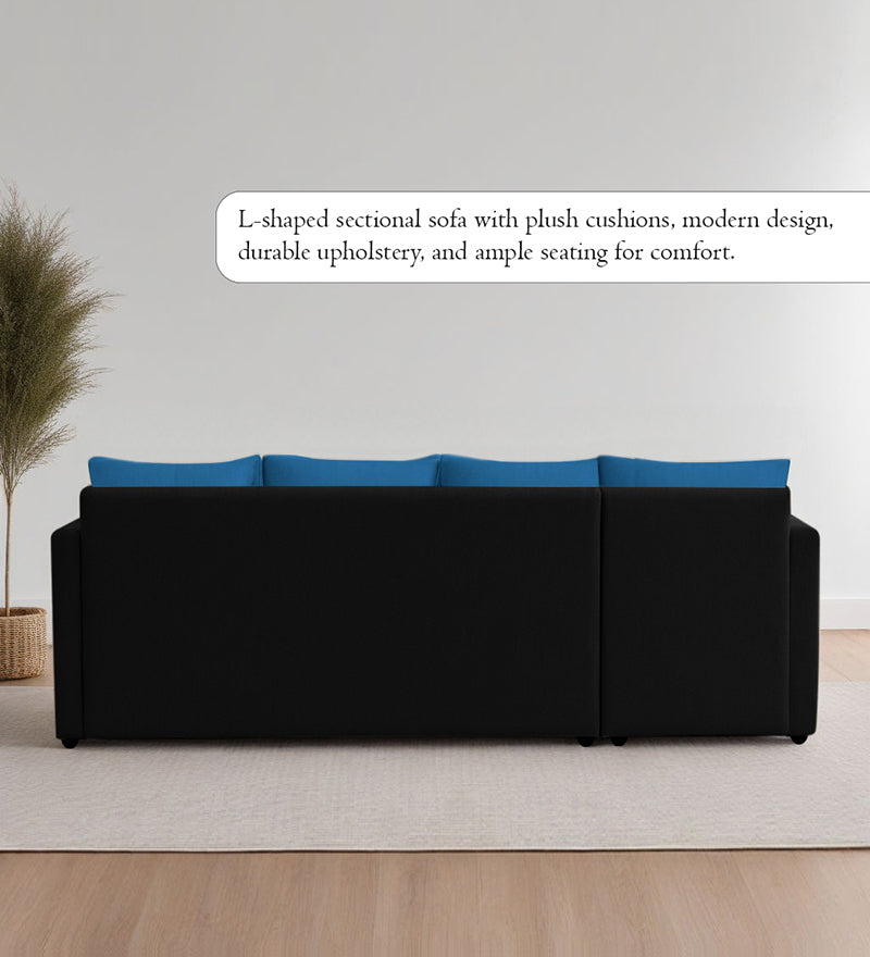 Phantom Fabric LHS 6 Seater Sectional Sofa In Mystic black & Blue Color