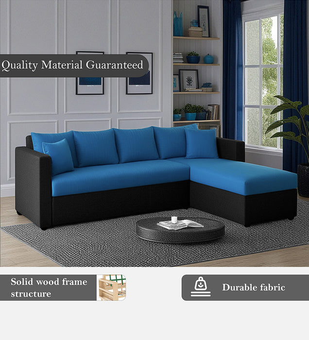 Phantom Fabric RHS 6 Seater Sectional Sofa In Mystic black & Blue Color