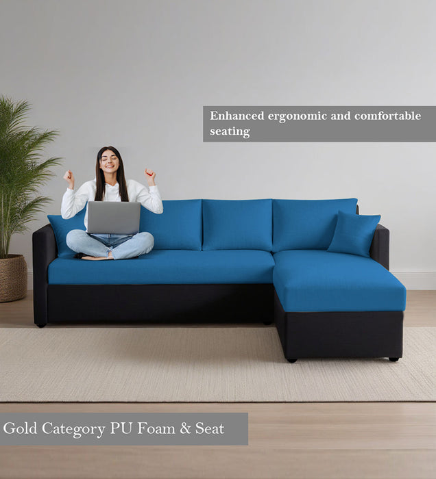 Phantom Fabric RHS 6 Seater Sectional Sofa In Mystic black & Blue Color