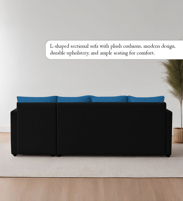 Phantom Fabric RHS 6 Seater Sectional Sofa In Mystic black & Blue Color