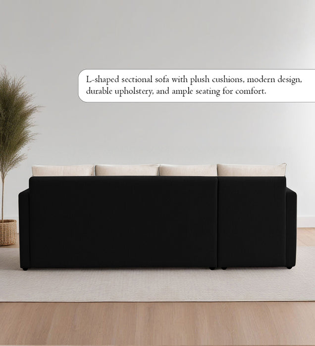 Phantom Fabric LHS 6 Seater Sectional Sofa In Mystic black & Creamy Cashmere Color