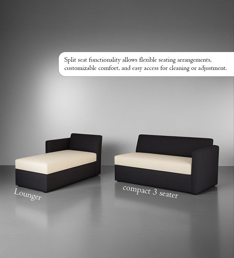 Phantom Fabric LHS 6 Seater Sectional Sofa In Mystic black & Creamy Cashmere Color