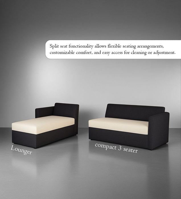 Phantom Fabric LHS 6 Seater Sectional Sofa In Mystic black & Creamy Cashmere Color