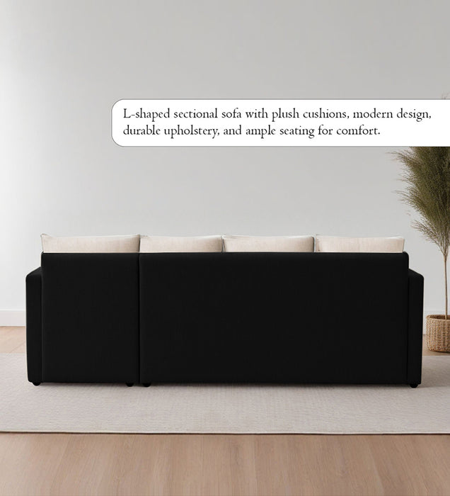 Phantom Fabric RHS 6 Seater Sectional Sofa In Mystic black & Creamy Cashmere Color