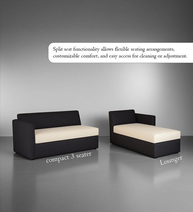 Phantom Fabric RHS 6 Seater Sectional Sofa In Mystic black & Creamy Cashmere Color