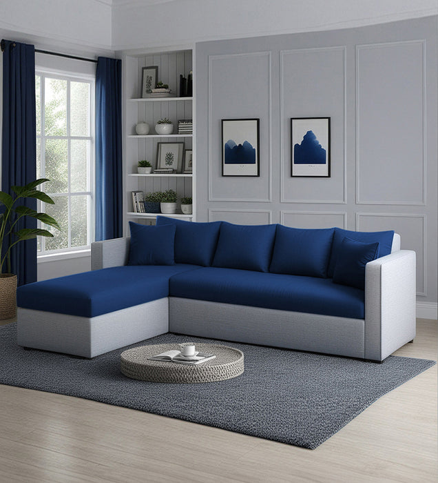Phantom Fabric LHS 6 Seater Sectional Sofa In Royal Grey & Cool Cobalt Color