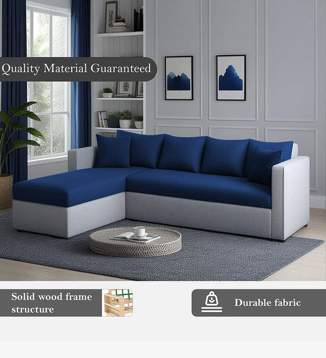 Phantom Fabric LHS 6 Seater Sectional Sofa In Royal Grey & Cool Cobalt Color