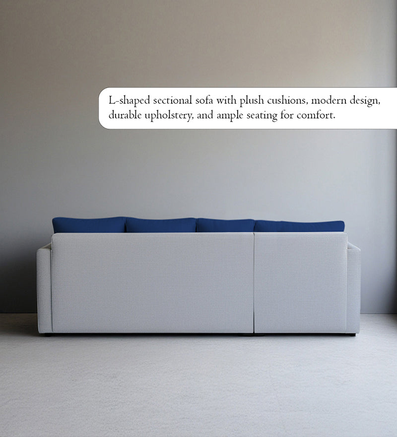 Phantom Fabric LHS 6 Seater Sectional Sofa In Royal Grey & Cool Cobalt Color