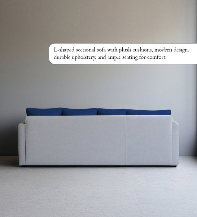 Phantom Fabric LHS 6 Seater Sectional Sofa In Royal Grey & Cool Cobalt Color