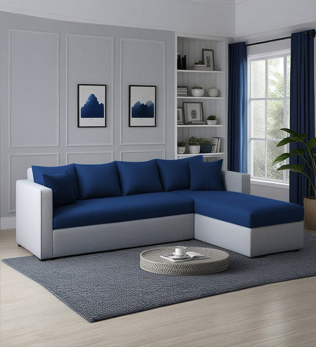 Phantom Fabric RHS 6 Seater Sectional Sofa In Royal Grey & Cool Cobalt Color