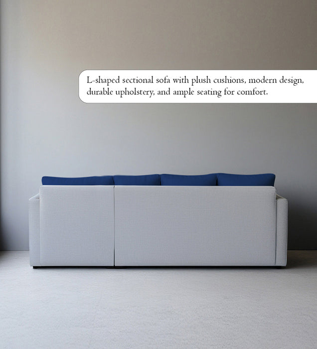 Phantom Fabric RHS 6 Seater Sectional Sofa In Royal Grey & Cool Cobalt Color