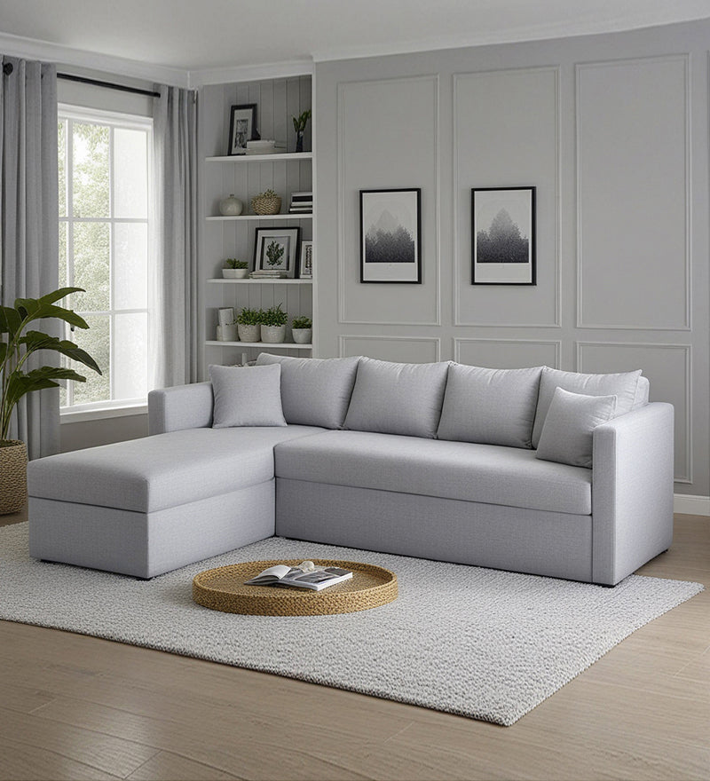 Phantom Fabric LHS 6 Seater Sectional Sofa In Royal Grey Color