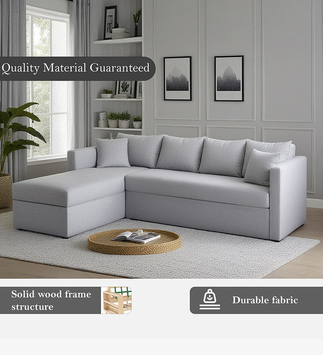 Phantom Fabric LHS 6 Seater Sectional Sofa In Royal Grey Color