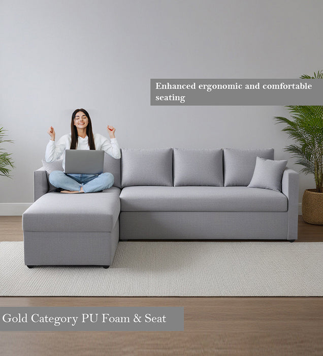 Phantom Fabric LHS 6 Seater Sectional Sofa In Royal Grey Color