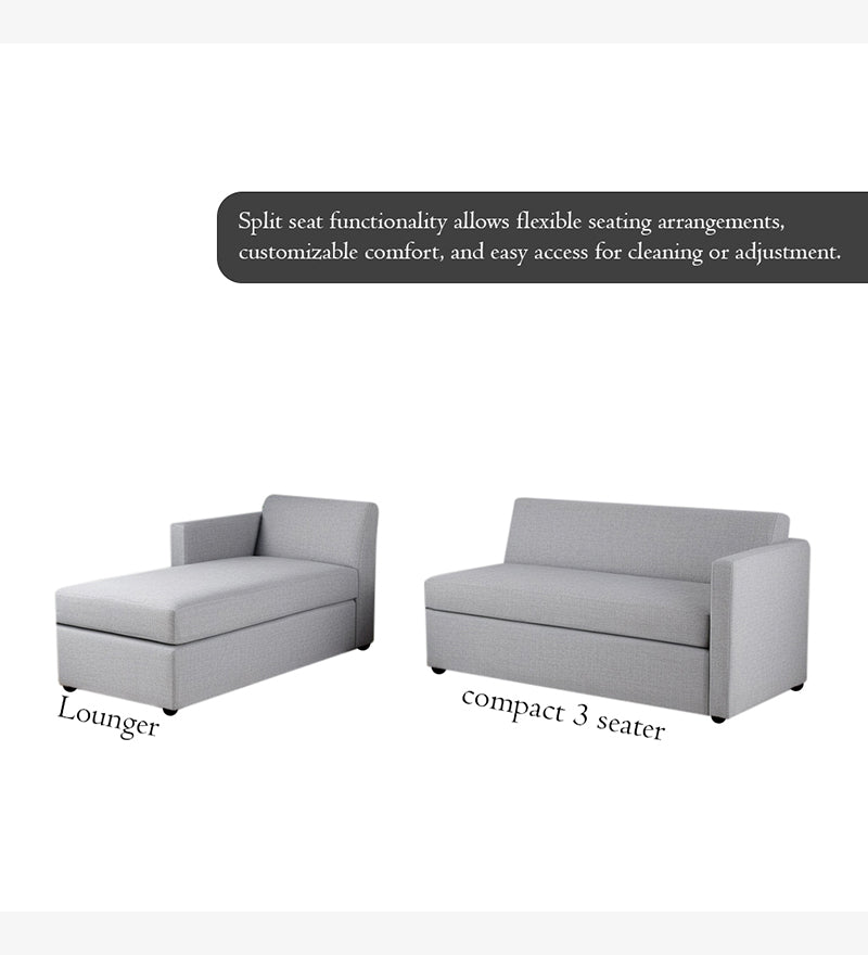 Phantom Fabric LHS 6 Seater Sectional Sofa In Royal Grey Color
