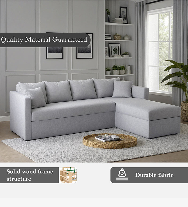 Phantom Fabric RHS 6 Seater Sectional Sofa In Royal Grey Color