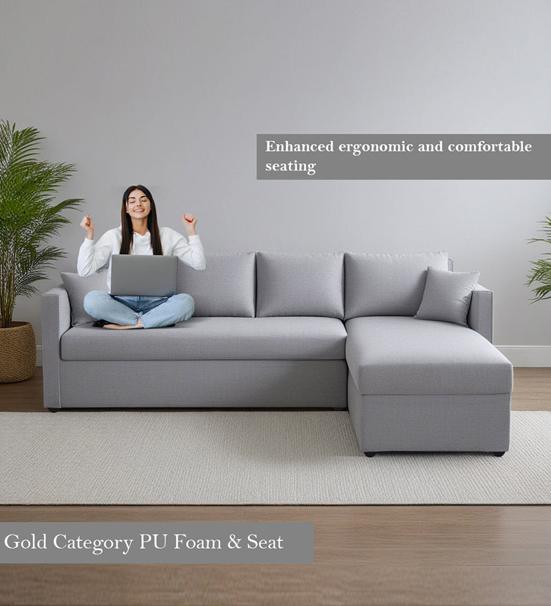 Phantom Fabric RHS 6 Seater Sectional Sofa In Royal Grey Color