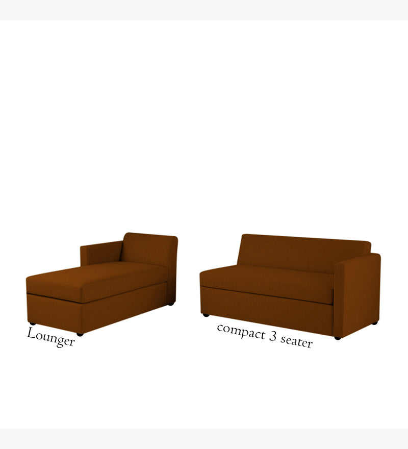 Phantom Velvet LHS 6 Seater Sectional Sofa In Mocha Color