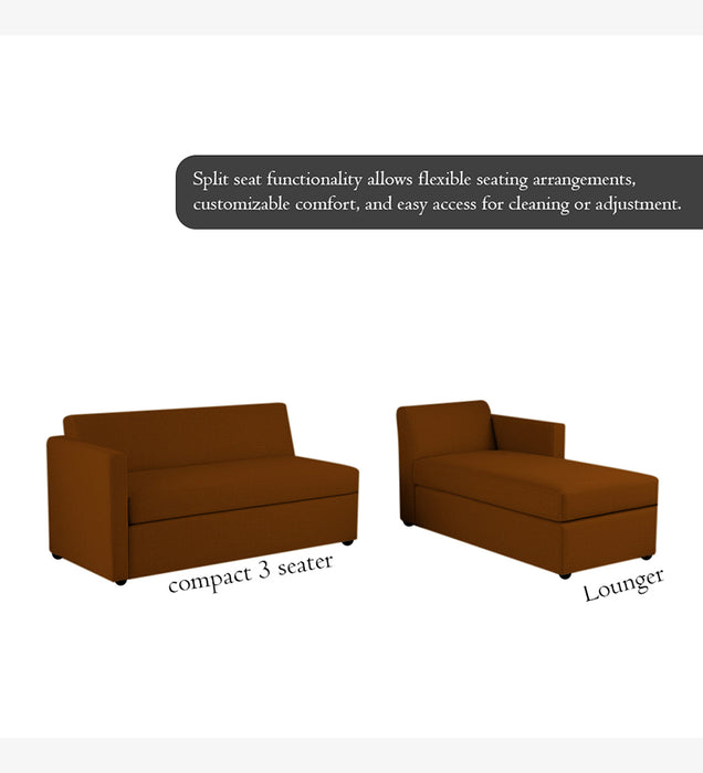 Phantom Velvet RHS 6 Seater Sectional Sofa In Mocha Color