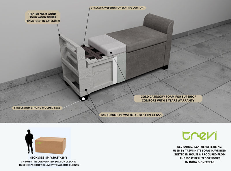 Polo Storage Bench in fabric / Leatherette finish