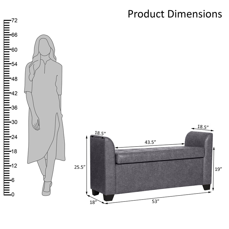 Polo Storage Bench in fabric / Leatherette finish