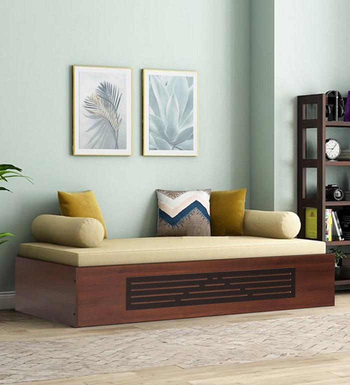Primus Bed With Storage Engineered Wood Single Walnut Finish