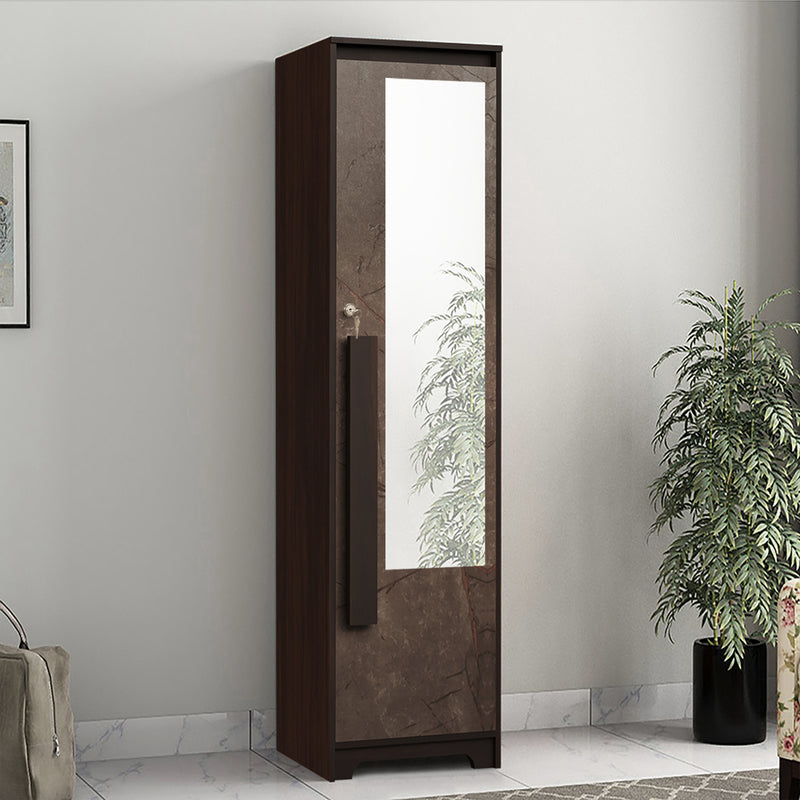 Regal Grand 1 Door Wardrobe Drawer & With/without Mirror In Walnut Marble Finish
