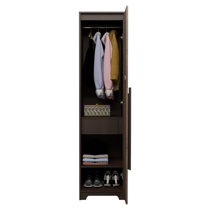 Regal Grand 1 Door Wardrobe Drawer & With/without Mirror In Walnut Marble Finish