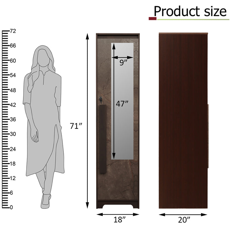 Regal Grand 1 Door Wardrobe Drawer & With/without Mirror In Walnut Marble Finish