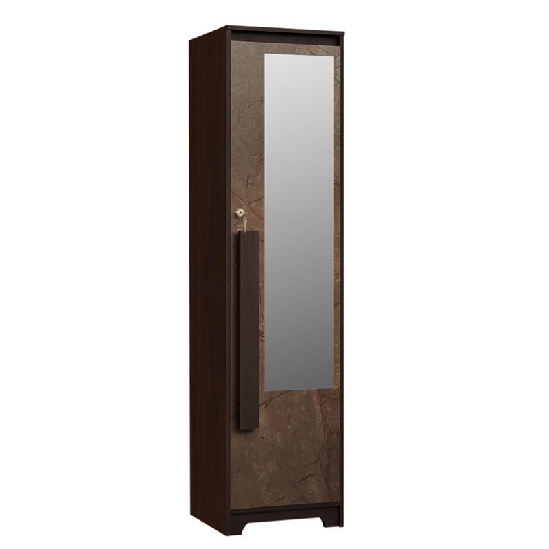 Regal Grand 1 Door Wardrobe Drawer & With/without Mirror In Walnut Marble Finish