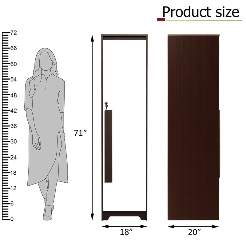 Regal Grand 1 Door Wardrobe Drawer & With/without Mirror In Walnut Marble Finish