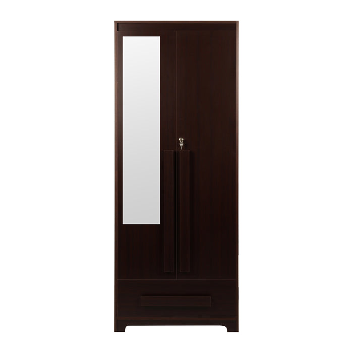 Regal Grand 2 door Engineered Wood wardrobe with 1 drawer & Mirror - Walnut